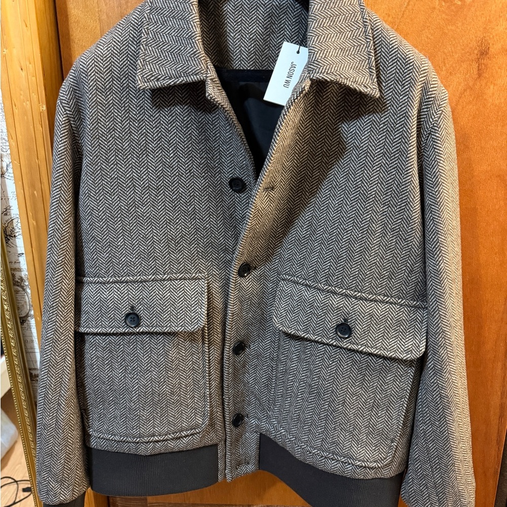 Jason Wu Black and Brown Herringbone Jacket